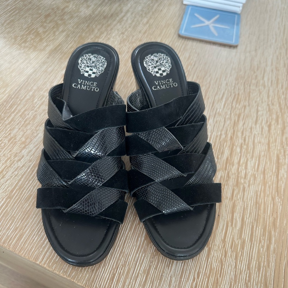Vince Camuto Black Woven Strap Sandals